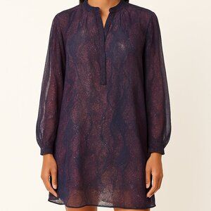 Python Print Button-Up Shirt Dress Fall Gift Holiday Work Party Sheer Spring